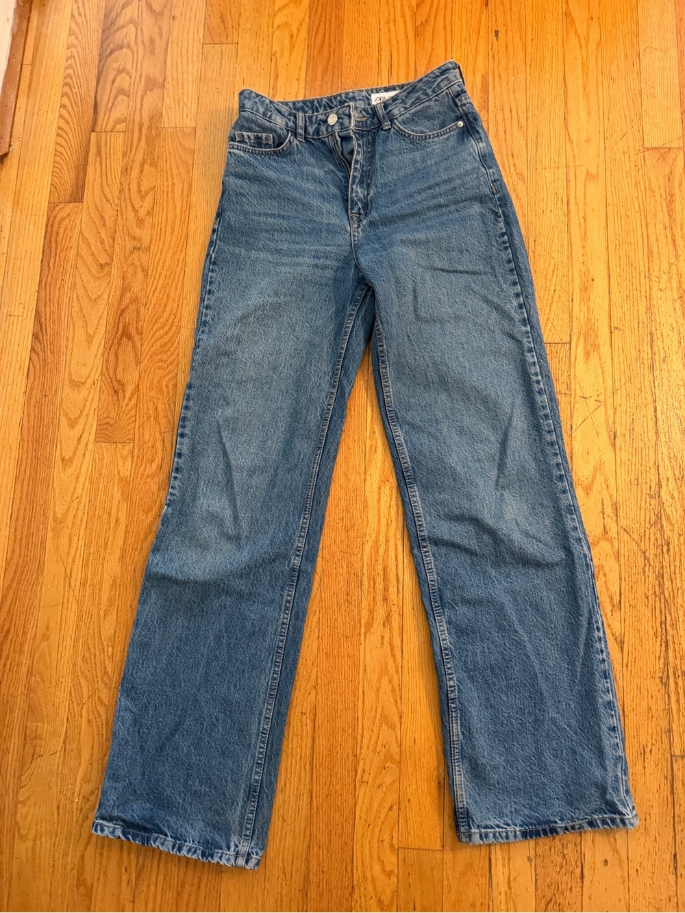 Zara Wide-Leg High-Rise Jeans — Blue Denim